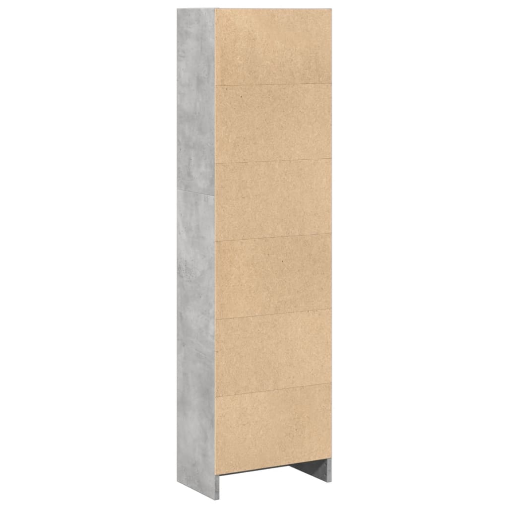 betonszürke szerelt fa könyvespolc 40 x 24 x 143 cm