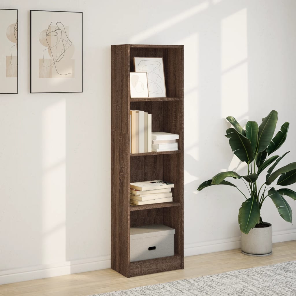 barna tölgy színű szerelt fa könyvszekrény 40 x 24 x 143 cm
