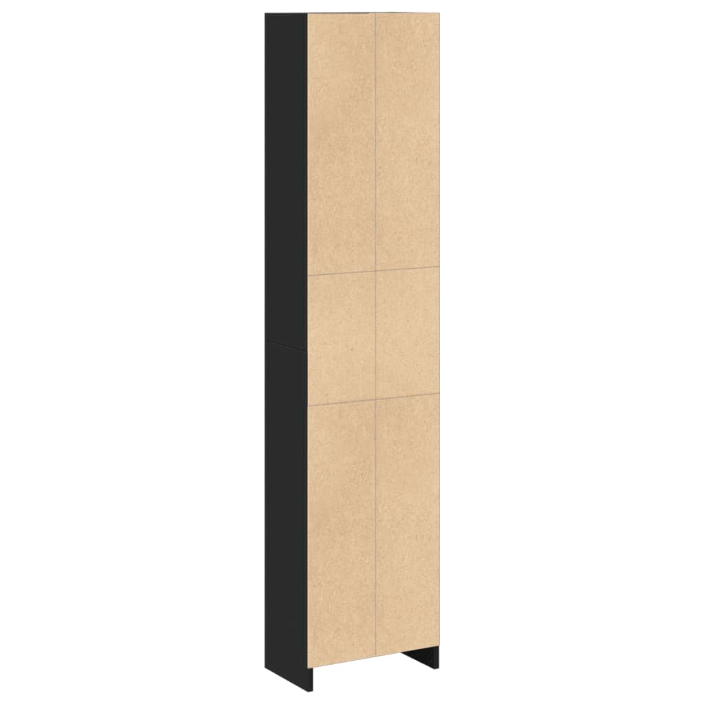 fekete szerelt fa könyvszekrény 40 x 24 x 176 cm