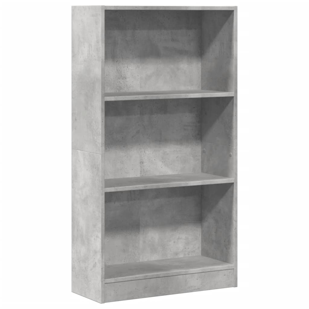 betonszürke szerelt fa könyvespolc 60 x 24 x 109 cm