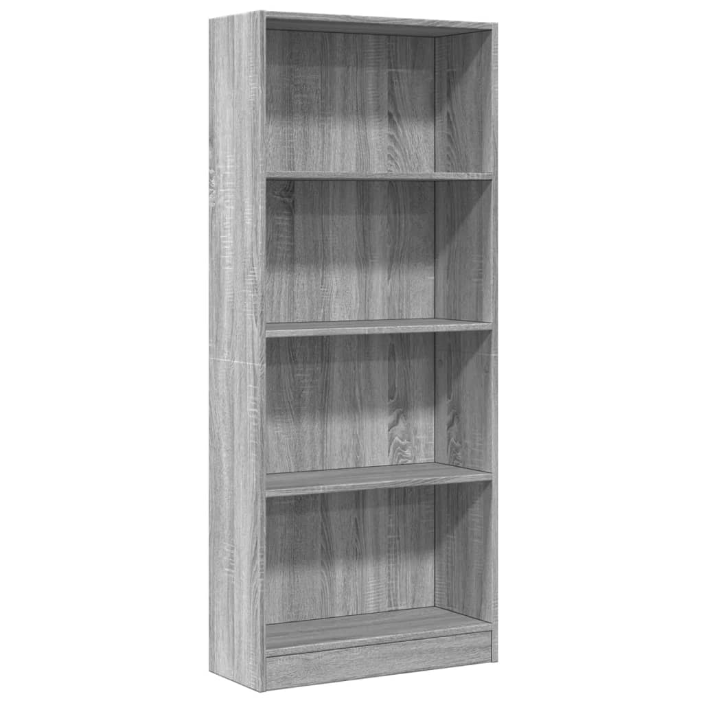 szürke sonoma színű szerelt fa könyvespolc 60 x 24 x 143 cm