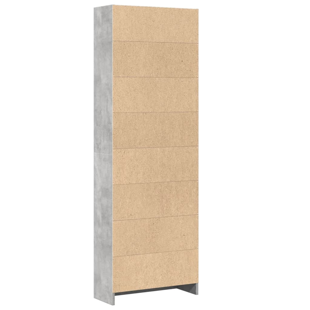 betonszürke szerelt fa könyvespolc 60 x 24 x 176 cm