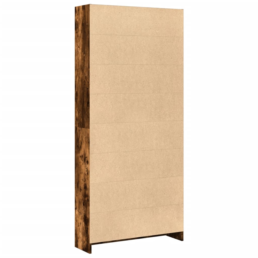 füstös tölgy színű szerelt fa könyvszekrény 80 x 24 x 176 cm