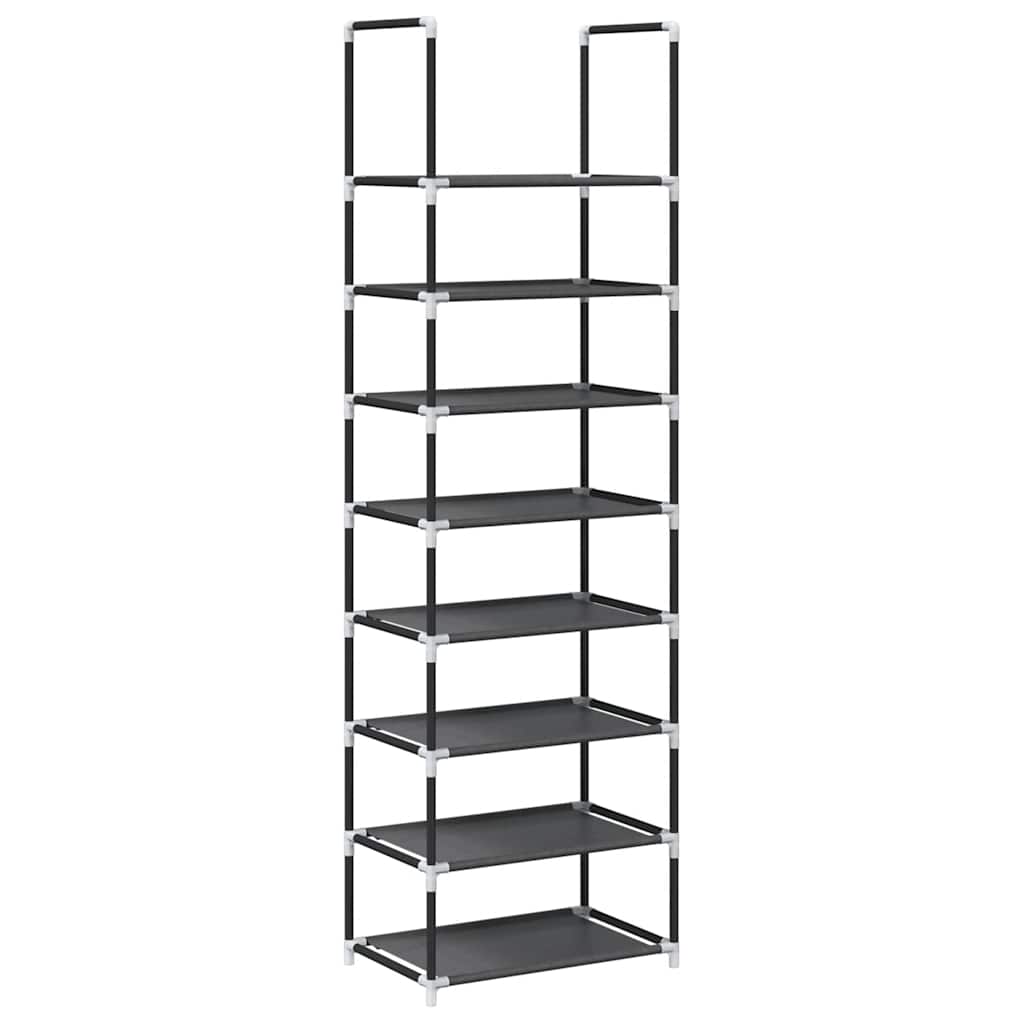fekete nem szőtt szövetből cipőállvány 8 szintes 44x28x145 cm