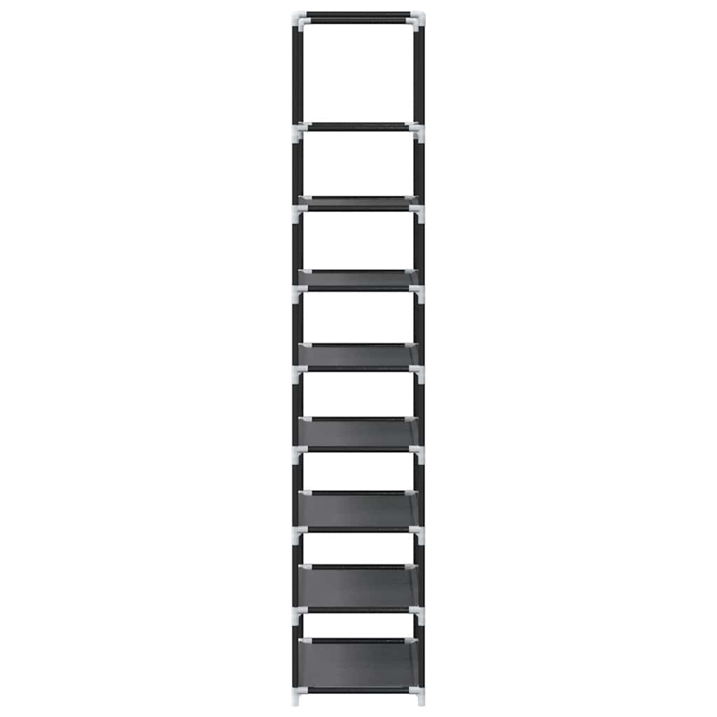 fekete nem szőtt szövetből cipőállvány 8 szintes 44x28x145 cm
