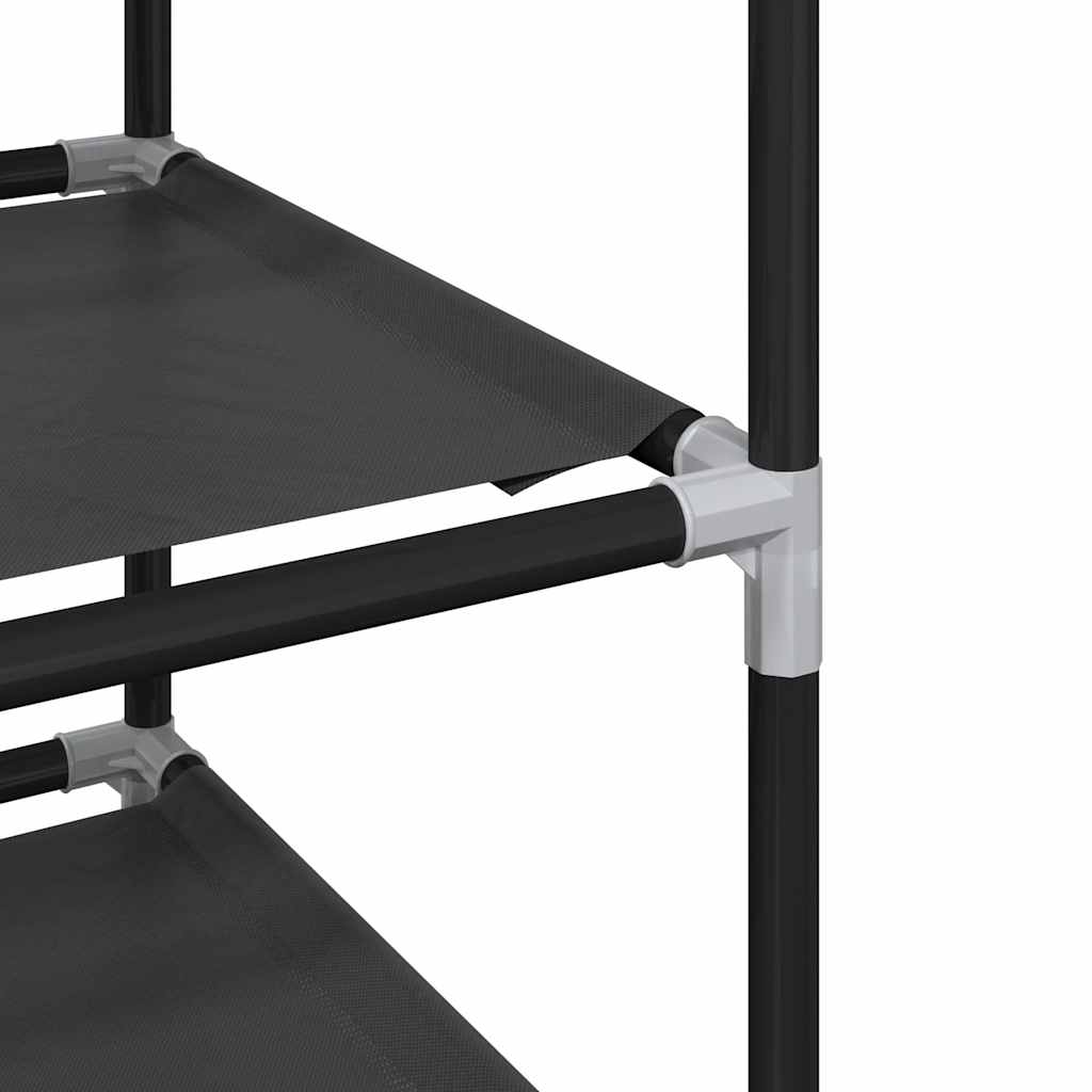 fekete nem szőtt szövetből cipőállvány 10 szintes 44x28x180 cm