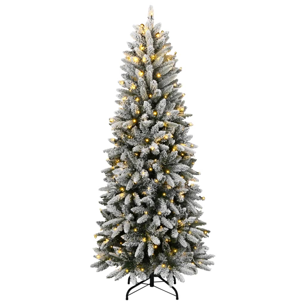 műkarácsonyfa 300 LED-del és pelyhes hóval 180 cm