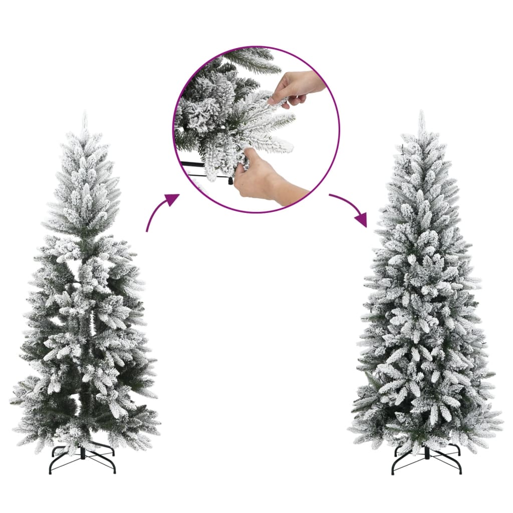 műkarácsonyfa 300 LED-del és pelyhes hóval 210 cm