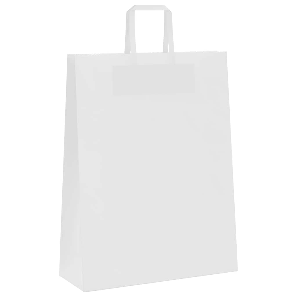50 db fehér papírzacskók fogantyúkkal 32x12x42 cm
