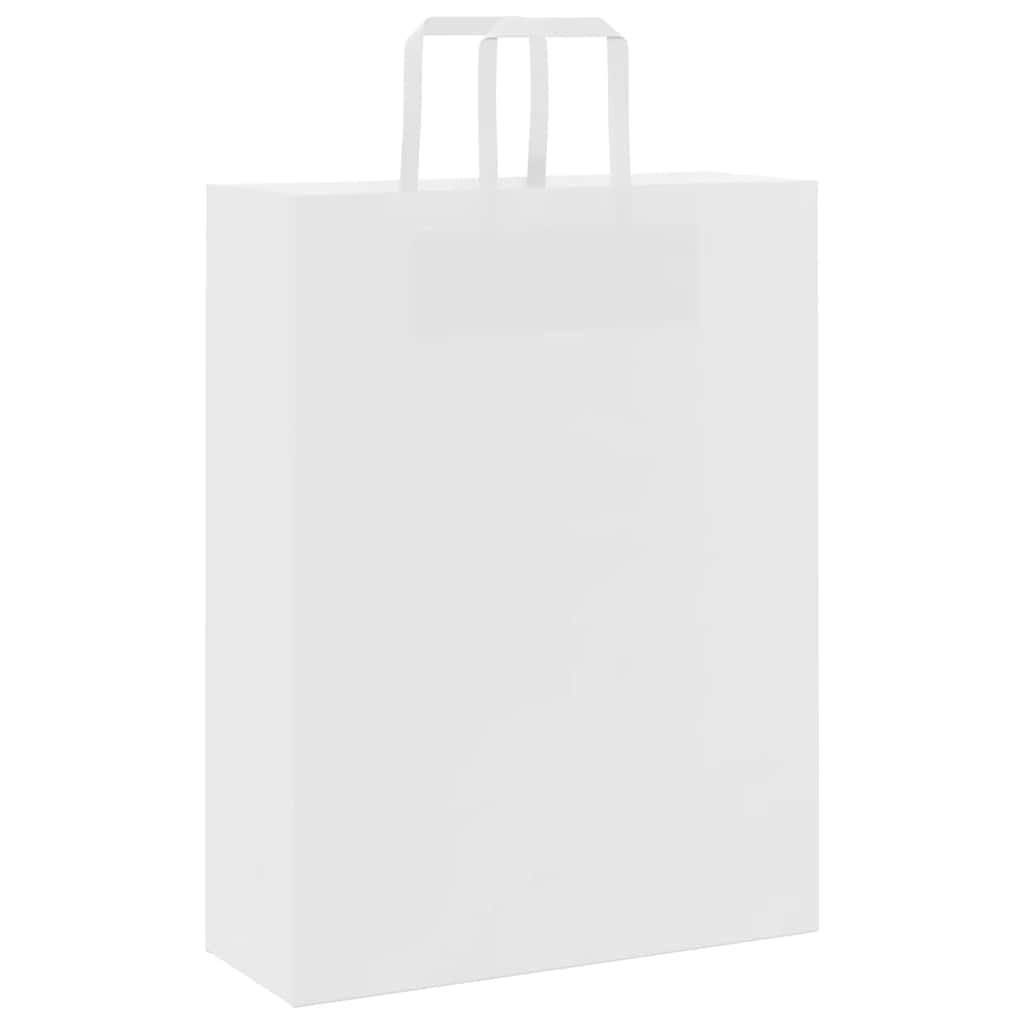 50 db fehér papírzacskók fogantyúkkal 32x12x42 cm