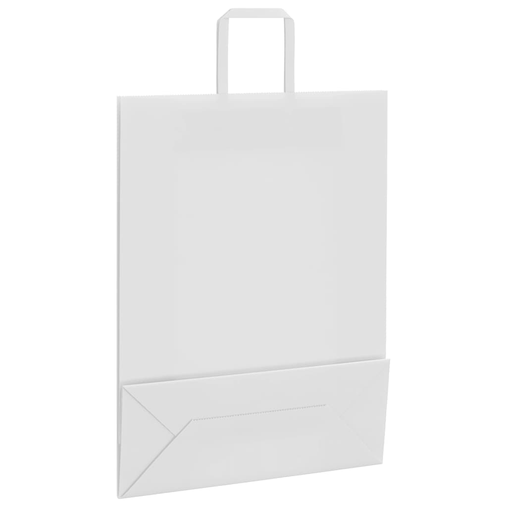 50 db fehér papírzacskók fogantyúkkal 32x12x42 cm
