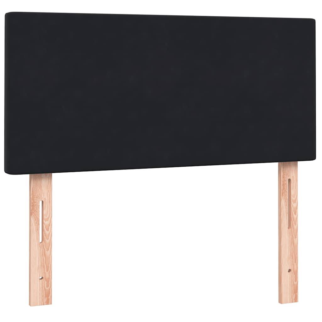 fekete bársony rugós ágy matraccal 80x210 cm