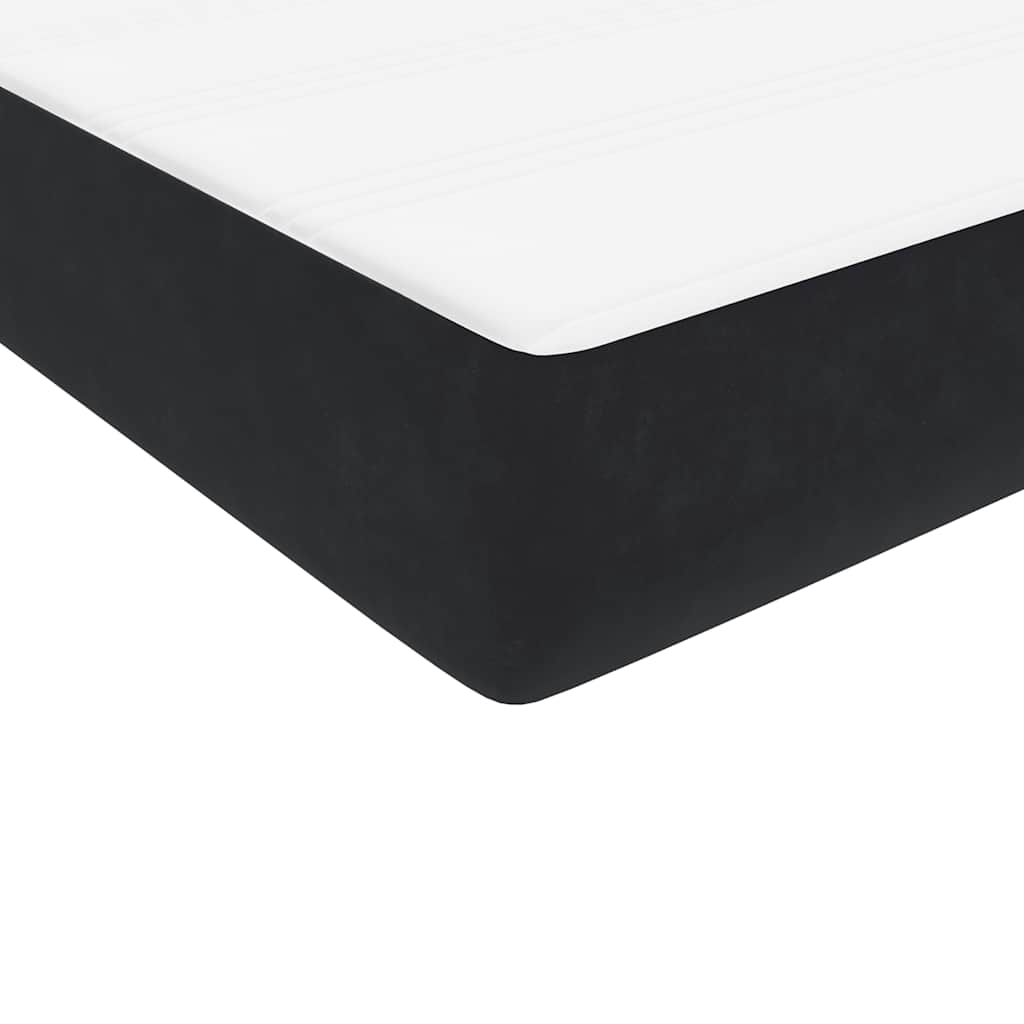 fekete bársony rugós ágy matraccal 80x210 cm