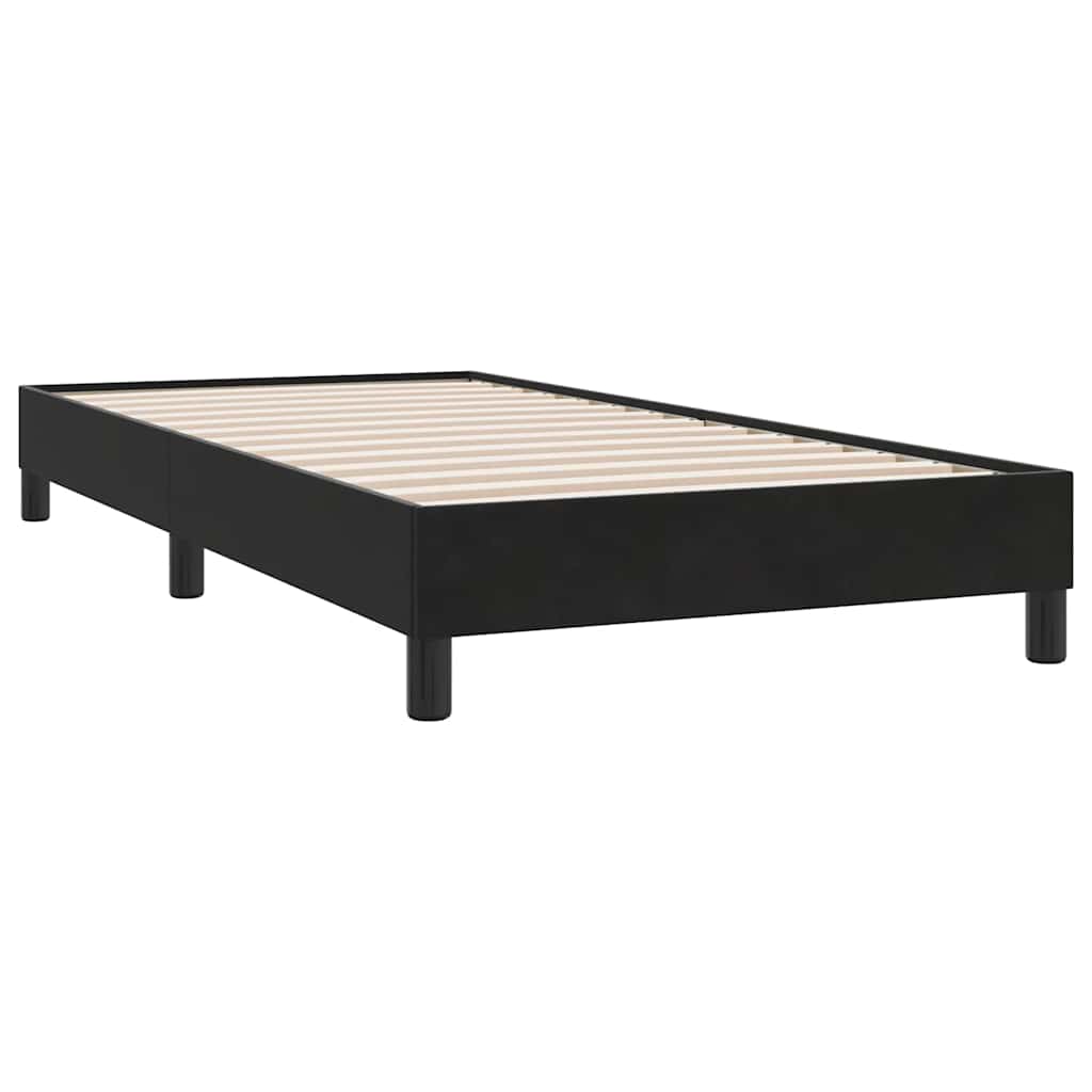fekete bársony rugós ágy matraccal 80x210 cm