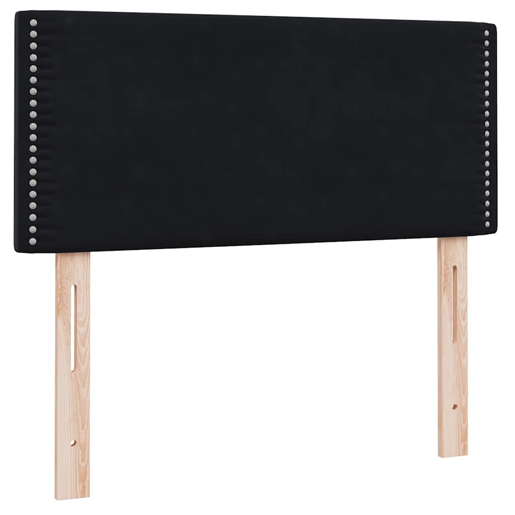 fekete bársony rugós ágy matraccal 80x210 cm