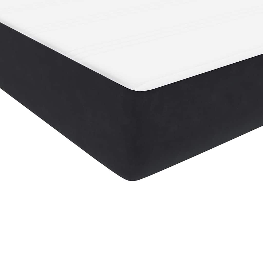 fekete bársony rugós ágy matraccal 80x210 cm