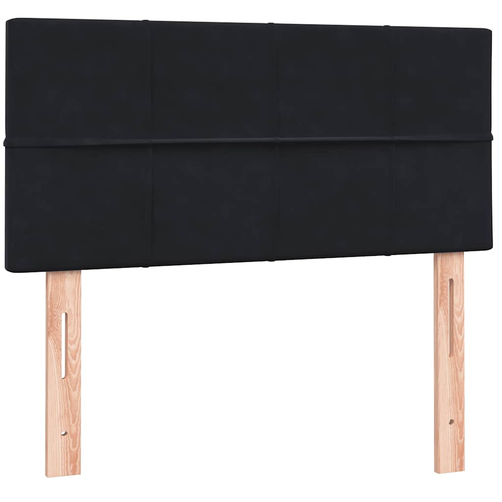 fekete bársony rugós ágy matraccal 80x210 cm