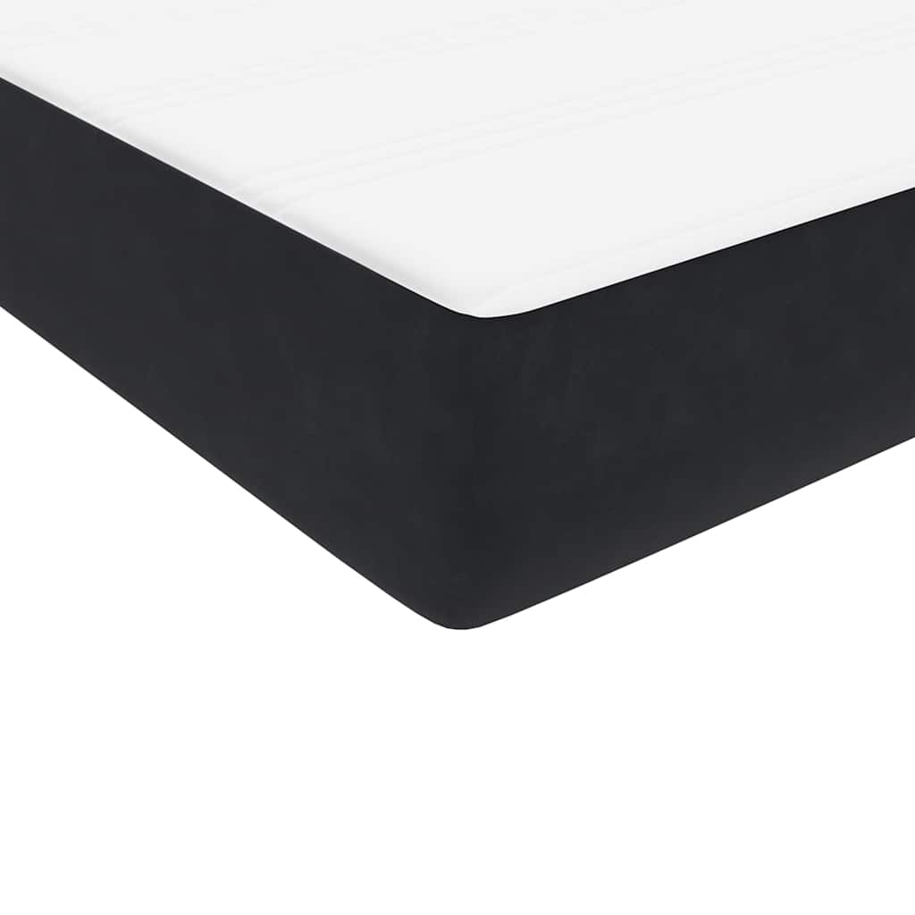 fekete bársony rugós ágy matraccal 80x210 cm
