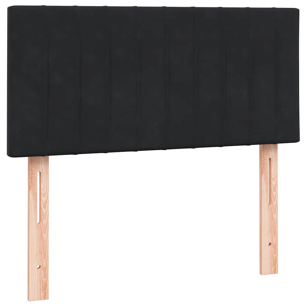 fekete bársony rugós ágy matraccal 80x210 cm