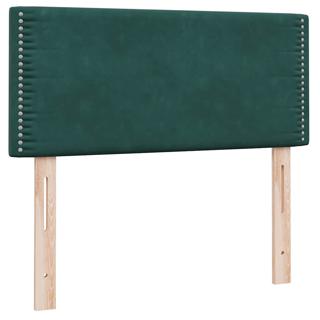 sötétzöld bársony rugós ágy matraccal 80x220 cm