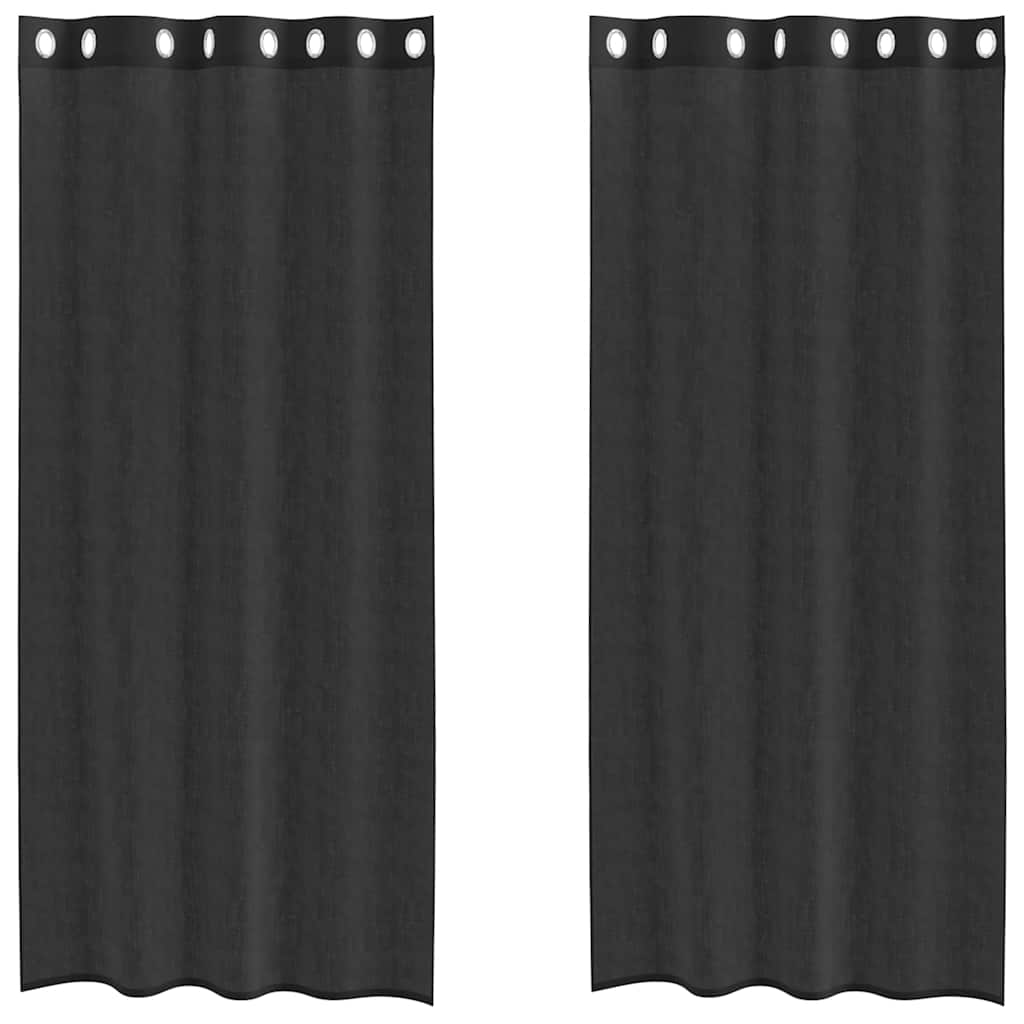 2 db fekete fátyolfüggönyök rojtokkal 140x245 cm