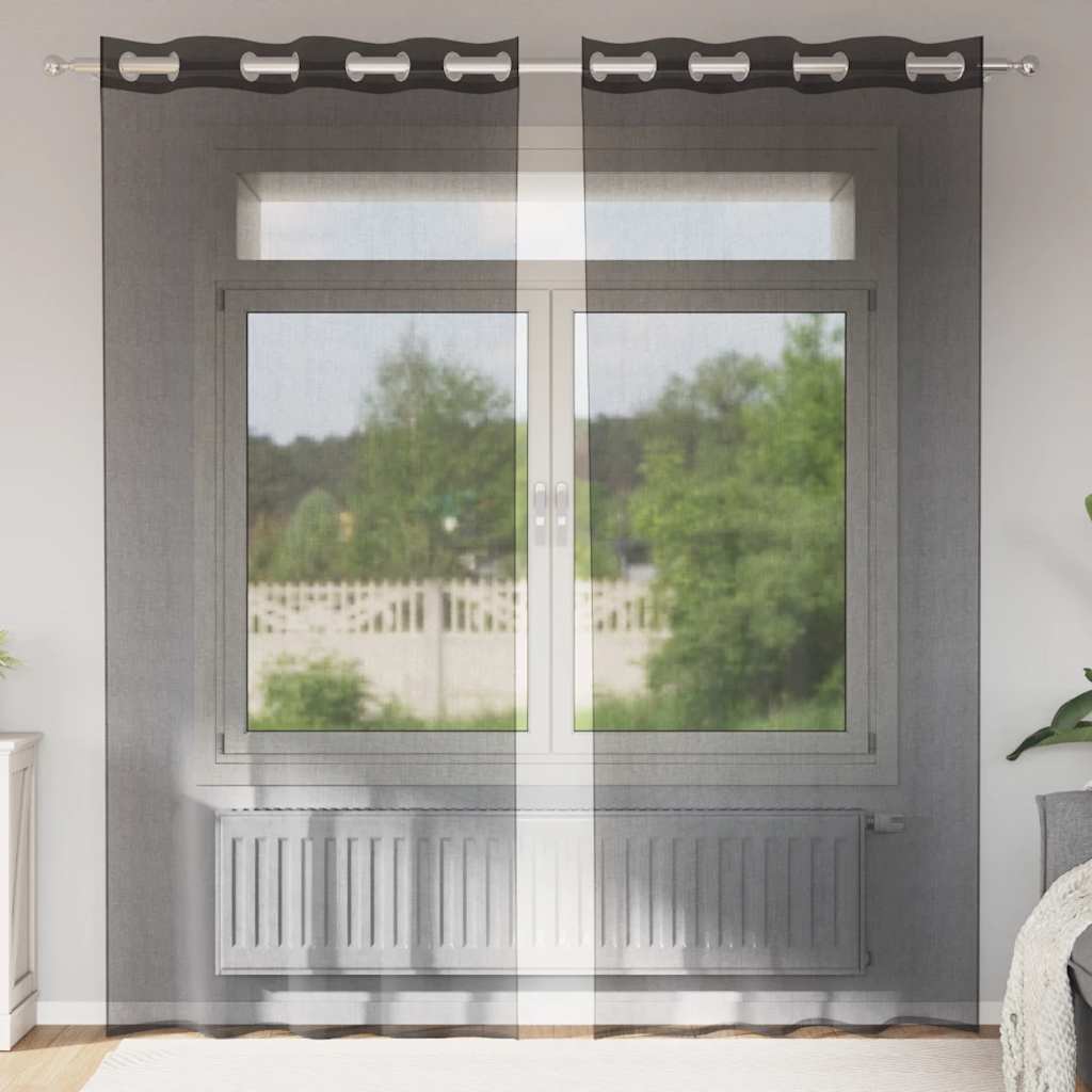 2 db fekete fátyolfüggönyök rojtokkal 140x245 cm