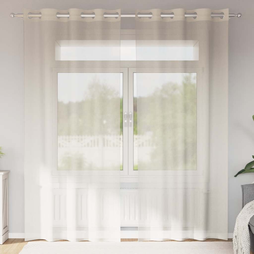 2 db krémszínű fátyolfüggönyök rojtokkal 140x225 cm
