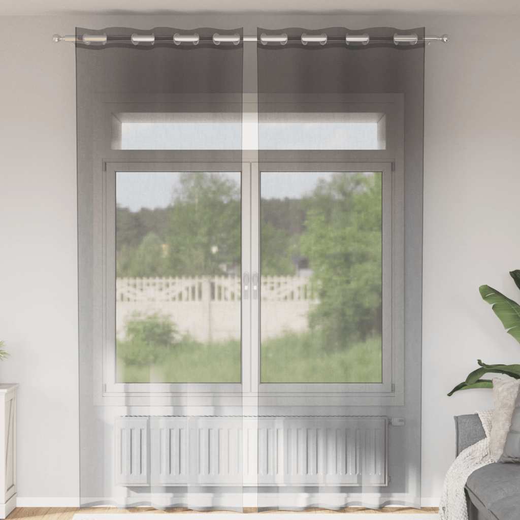 2 db sötétszürke fátyolfüggönyök rojtokkal 140x260 cm