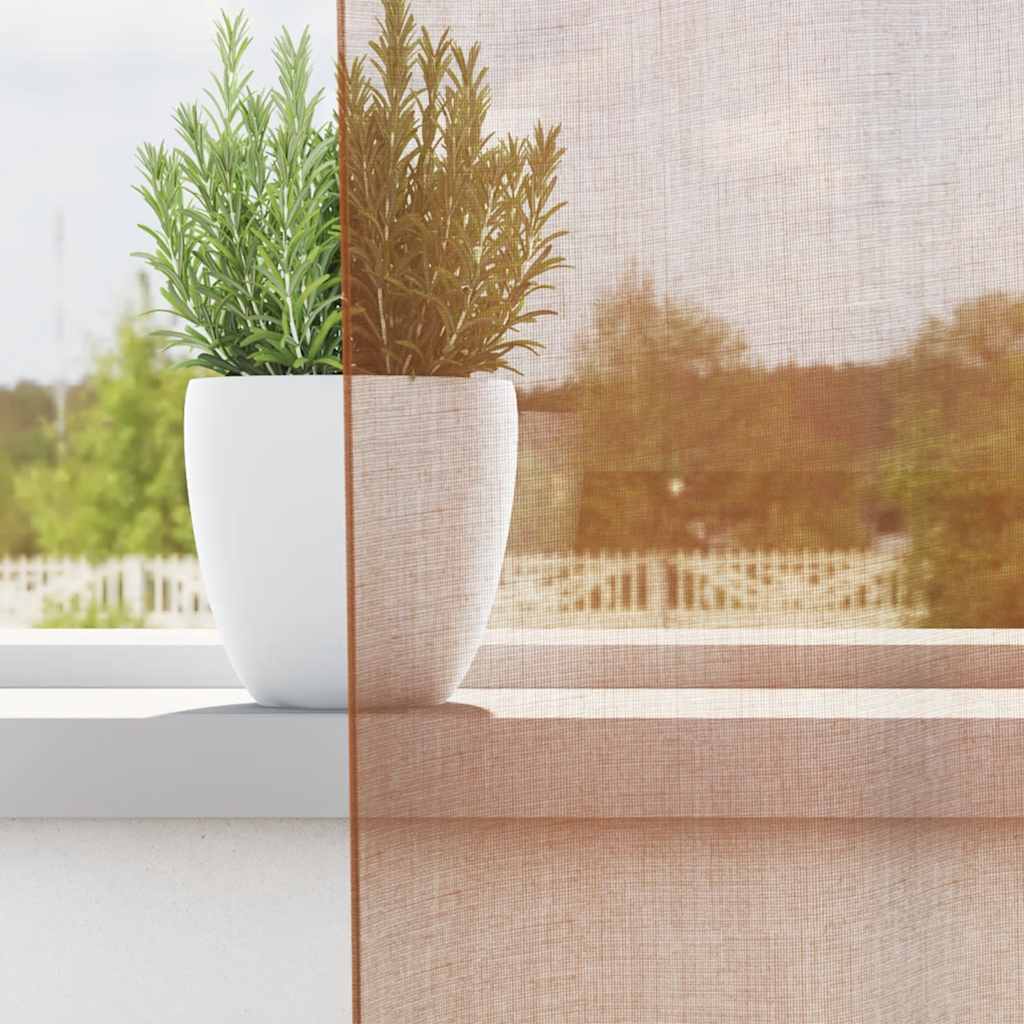 2 db terrakotta színű voile fátyolfüggönyök rojtokkal