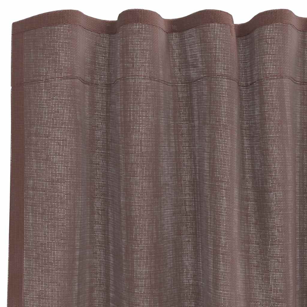 2 db barna voile függönyök rúd zsebekkel