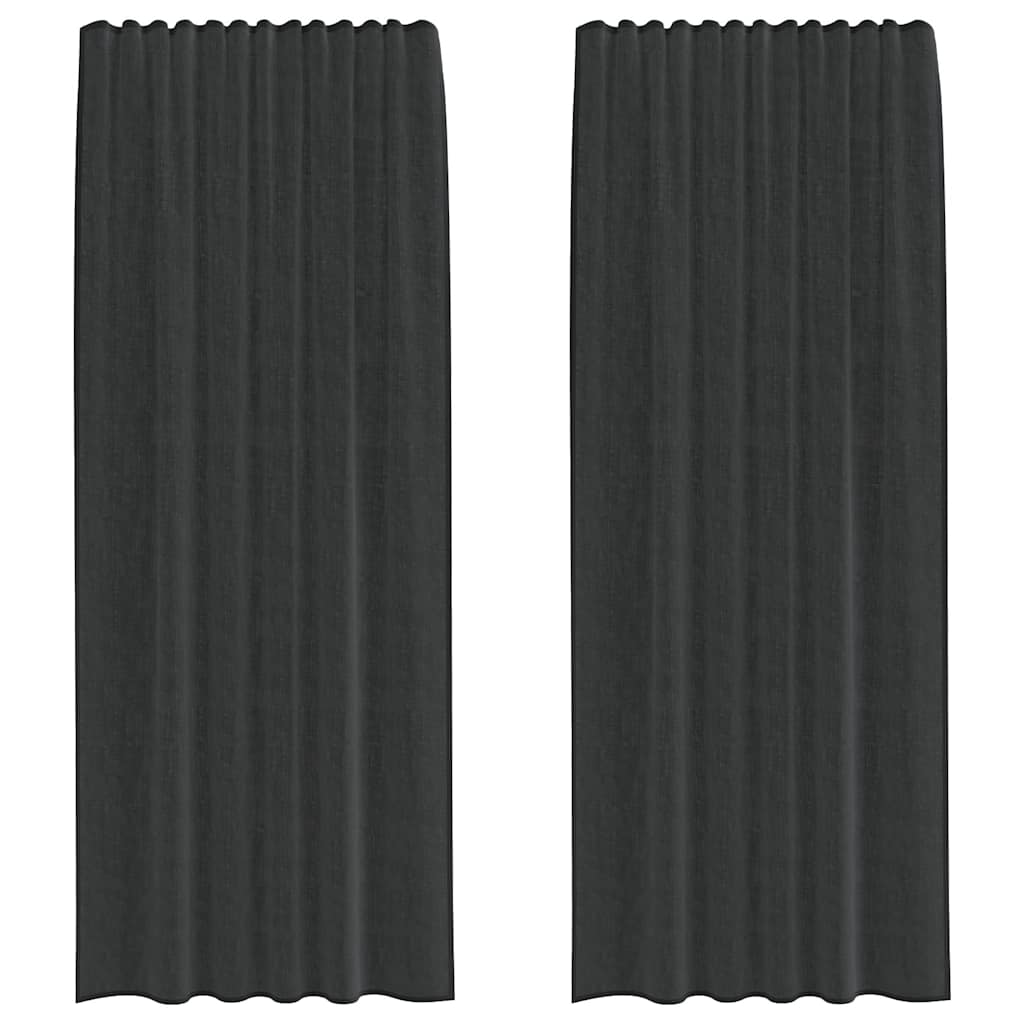2 db fekete fátyolfüggönyök fülecske tetejével 140x260 cm