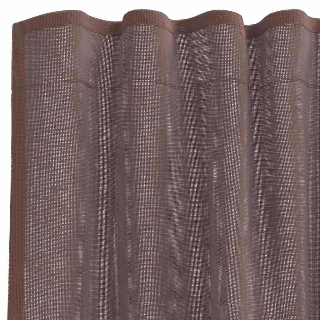 2 db barna fátyolfüggönyök fülecske tetejével 140x260 cm