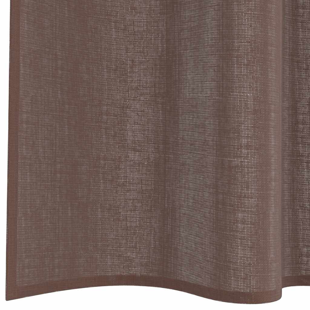 2 db barna fátyolfüggönyök fülecske tetejével 140x260 cm