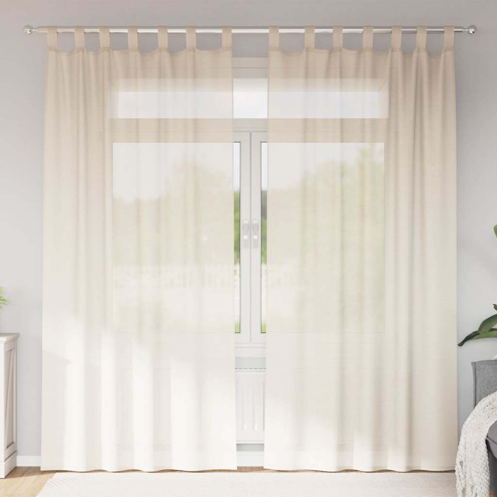 2 db krém színű fátyolfüggönyök fülecske tetejével 140x260 cm