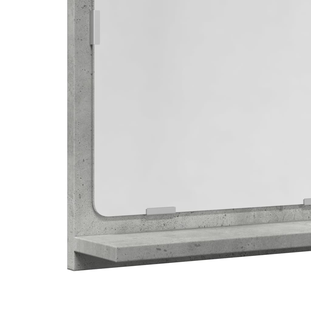betonszürke szerelt fa tükrös fürdőszobaszekrény 60x11x37 cm
