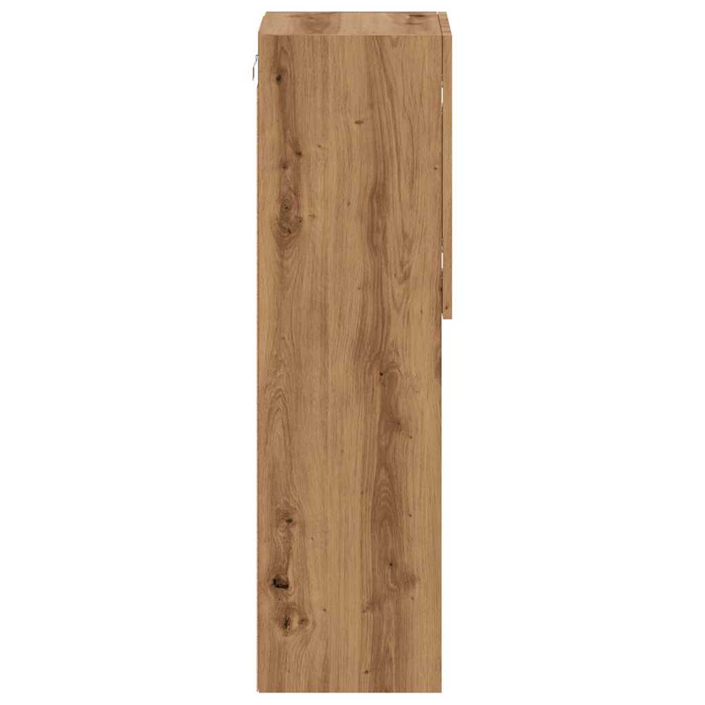 kézműves tölgy színű TV-szekrény LED-lámpákkal 30,5x30x102 cm