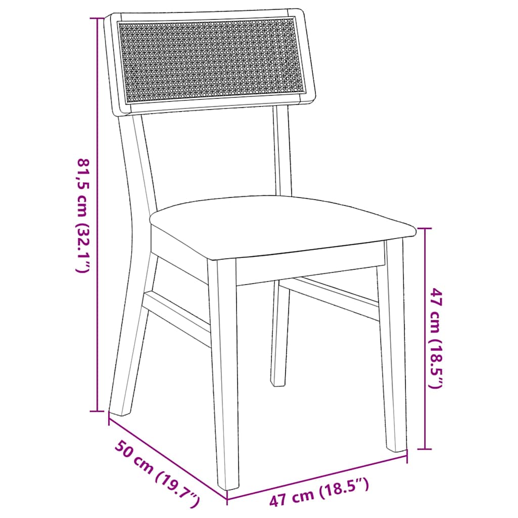 2 db tömörfa gumiból készült étkezőszékek párnákkal