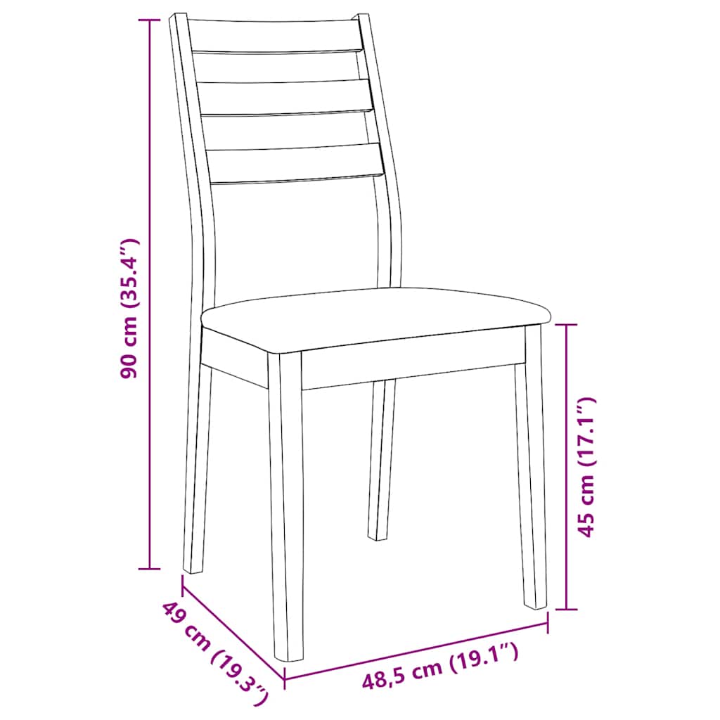 2 db barna tömörfa gumiból készült étkezőszékek párnákkal