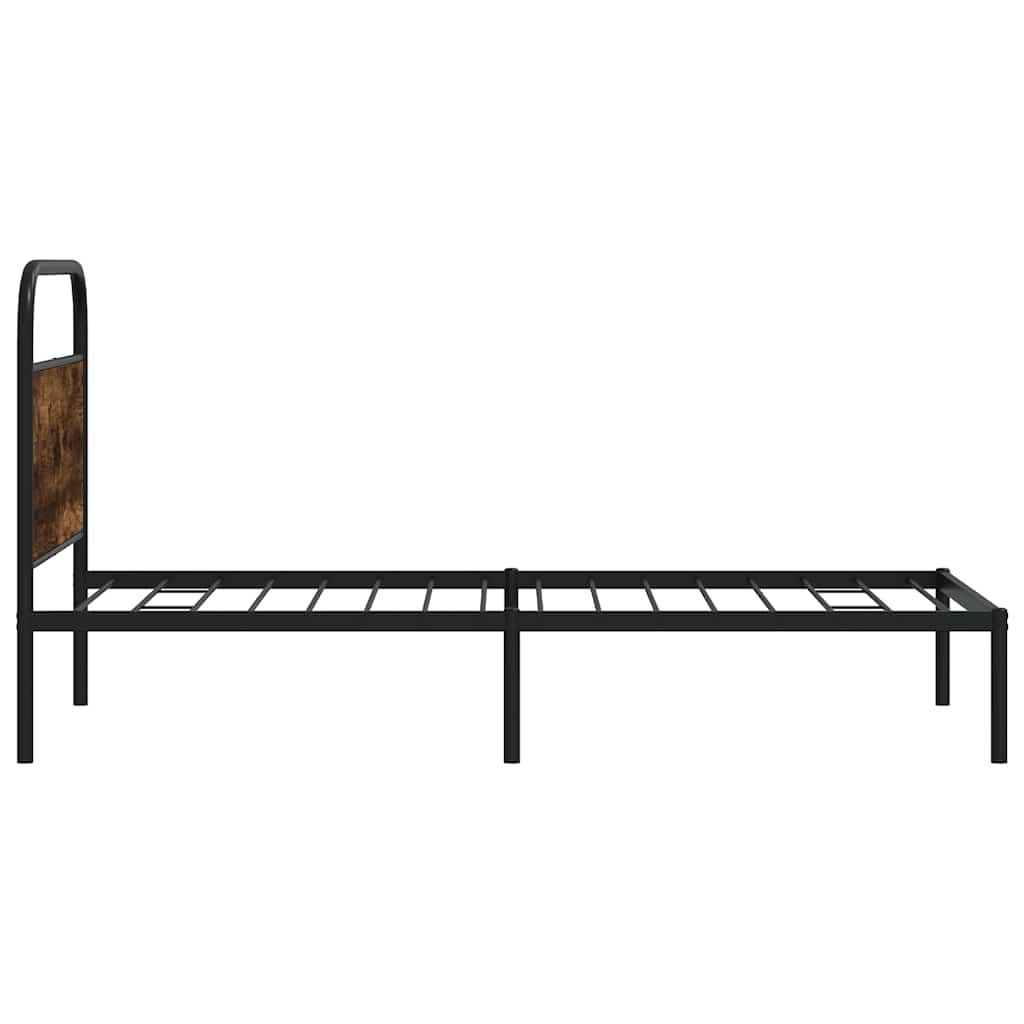 ágykeret matrac nélkül 90x200 cm füstölt tölgy fűrészelt fa