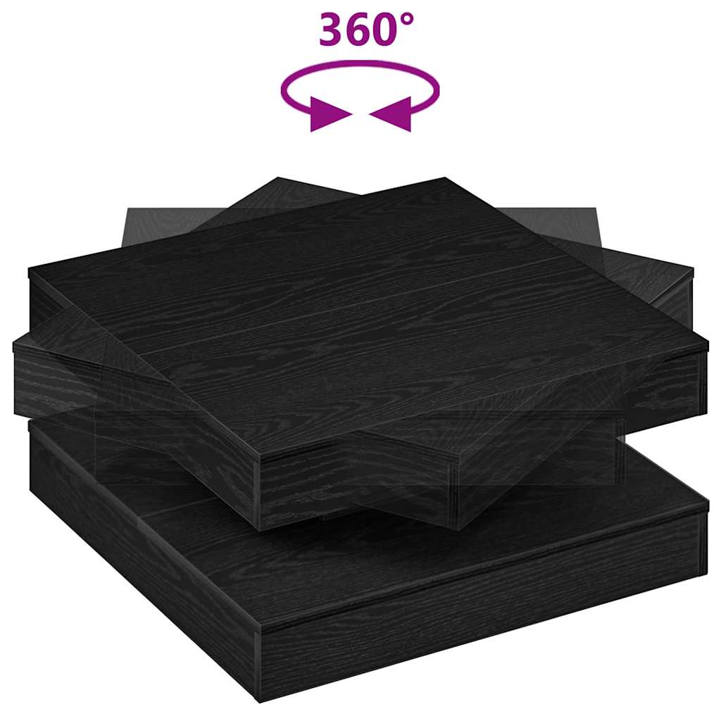 fekete dohányzóasztal 360 fokban forgatható 70x70x34,5 cm
