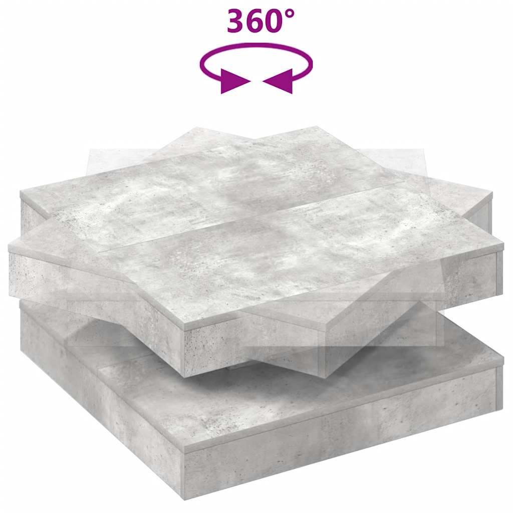 betonszürke dohányzóasztal 360 fokban forgatható 70x70x34,5 cm
