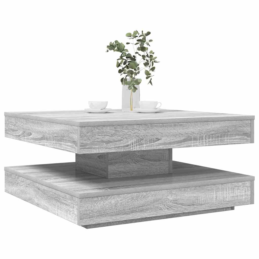 szürke sonoma dohányzóasztal 360 fokban forgatható 70x70x34,5cm