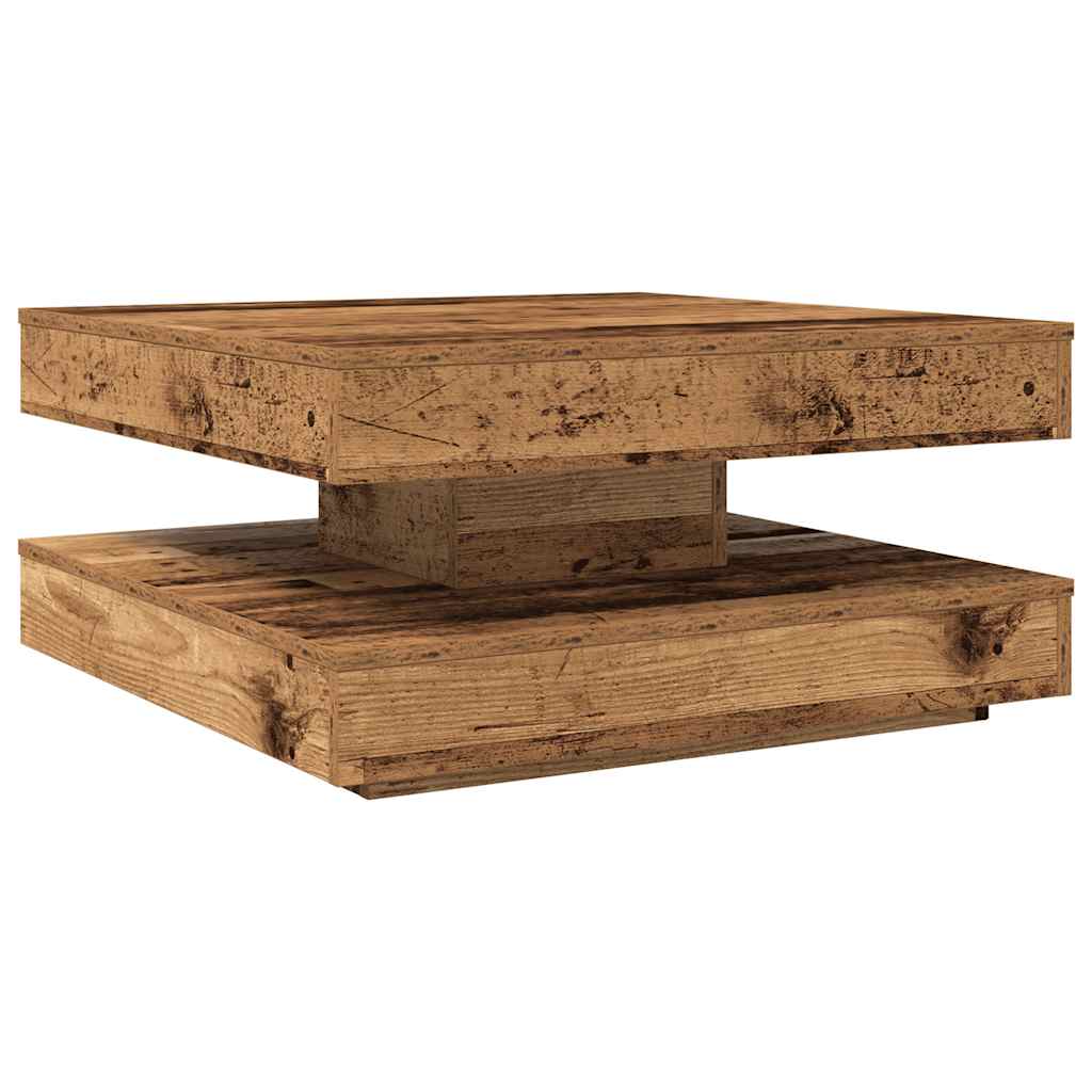 antik fa dohányzóasztal 360 fokban forgatható 70x70x34,5 cm
