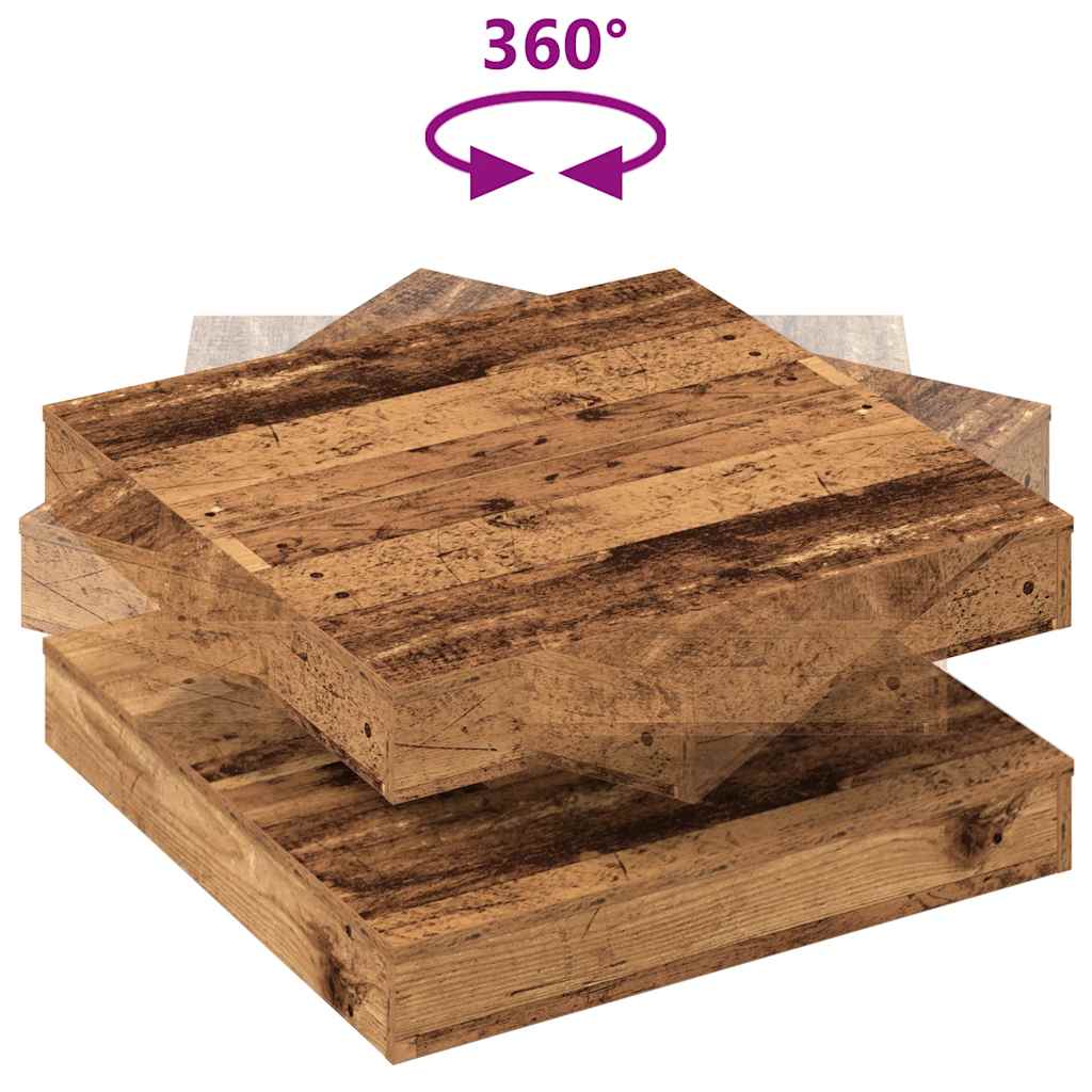 antik fa dohányzóasztal 360 fokban forgatható 70x70x34,5 cm