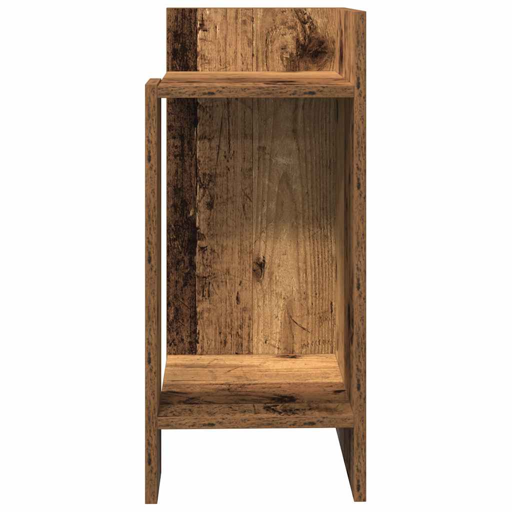 antik fa színű kisasztal polccal 25,5 x 27 x 60 cm