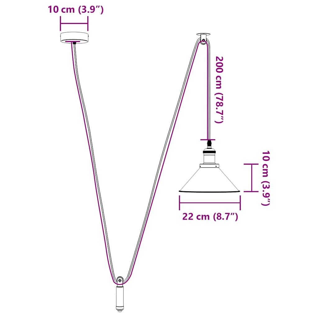 függesztéklámpa magassága állítható E27 fényes fekete Ø22cm fém