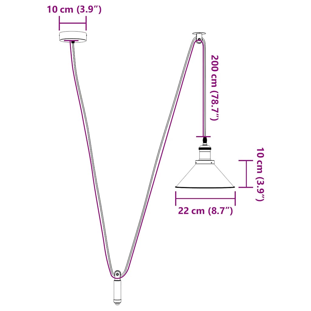 függesztéklámpa magassága állítható E27 Ø22 cm fém