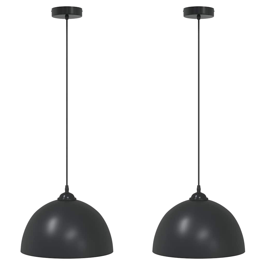 függőlámpák 2 db Állítható magasságú E27 fekete Ø 30 cm Fém
