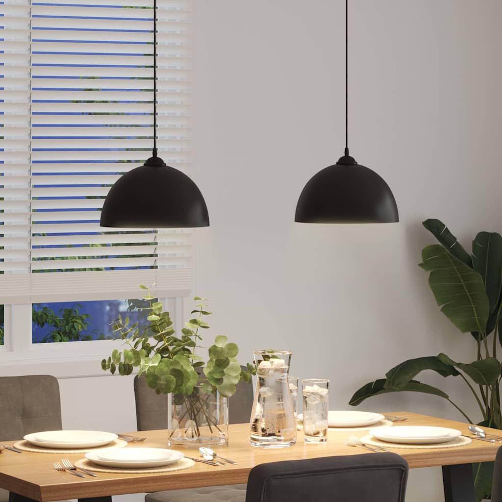 függőlámpák 2 db Állítható magasságú E27 fekete Ø 30 cm Fém