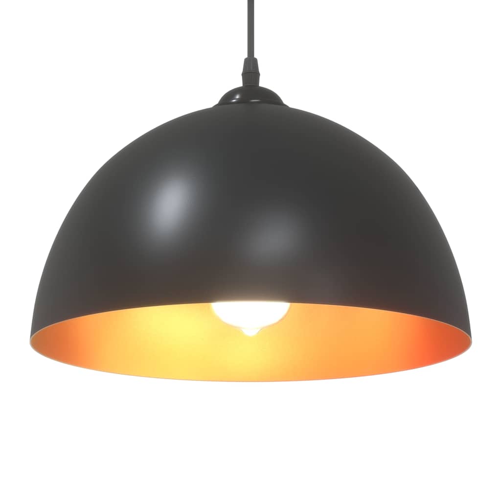 függőlámpák 2 db Állítható magasságú E27 fekete Ø 30 cm Fém